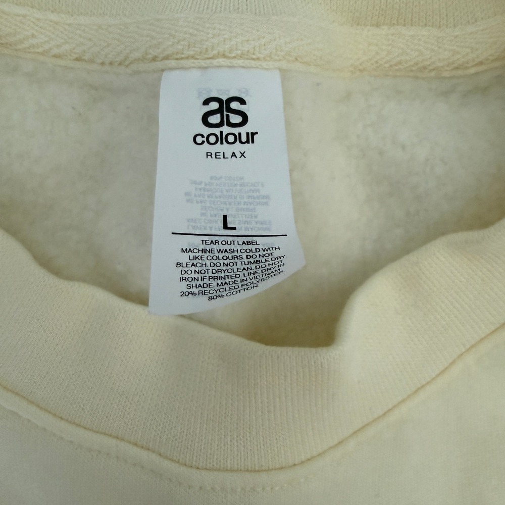AS Colour Relax Crewneck Sweatshirt Cream Pale Yellow Relaxed Fit Pullover Large - Picture 2 of 3